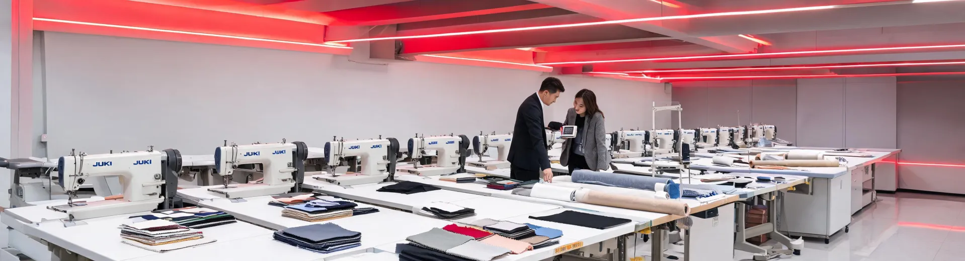 JUKI sewing machines prepared for distributor demonstration